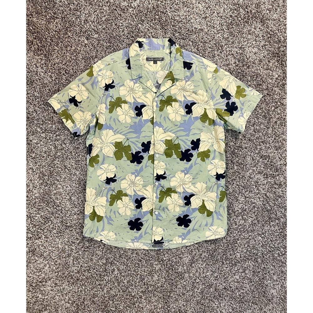 Slate & Stone Men's Button Down Shirt Shortsleeve Printed Hawaiian Multicolor M